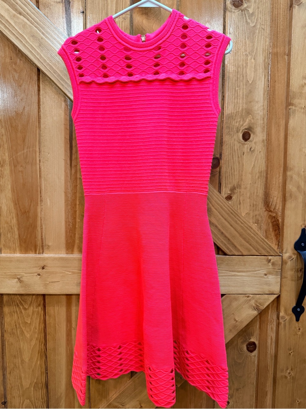 Ted Baker London Pink Openwork Knit Fit & Flare Dress Size 2 (app 6)